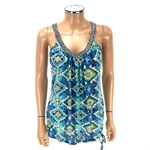 INC INTERNATIONAL CONCEPTS Sleeveless Tank Top Women's SIZE MEDIUM Blue Bling